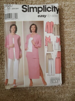 Simplicity 5687 Size 20W-28W Pants, Skirt, Tunic, & Jacket Uncut 2003