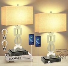 Set of 2 Touch Control Bedside Table Lamp 3-Way Dimmable Nightstand Lamp with...