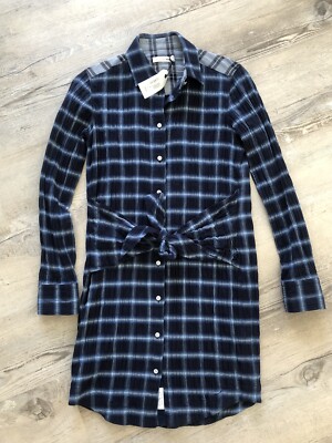 NEU - rag & bone Kleid xs 34/36 Hemdkleid Hemd lang Karo navy