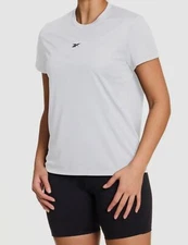 Reebok Women's White Active Identity Performance Logo Tech T-Shirt Top Size S