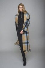 Rino & Pelle Colourful Checked Wool Blend Fringe Detail Overcoat 'essenza'
