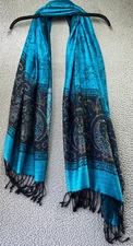 Unbranded Women's Multicolor Metallic Rectangle Fringed Scarf One Size