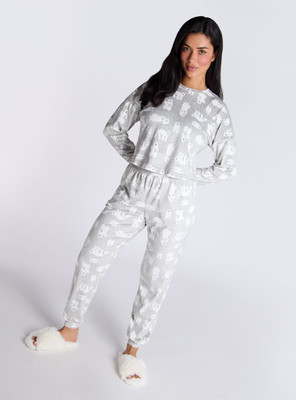 Boux Avenue Pyjama Set Women's Polar Bear Velour Long Sleeve Ladies  Nightwear UK