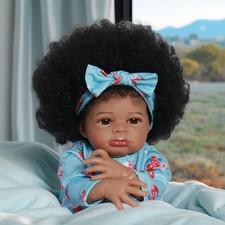 18" Realistic Reborn Dolls African American Girl Newborn Doll Black Baby Doll US