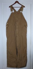 Dickies Duck Canvas Brown Bib Overalls Workwear Carpenter Mens 44x32 Hammer Loop
