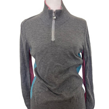Golfino Women  s 1/4 Zip Pullover SZ6 Sweater Wool Blend Gray Golf Athleisure