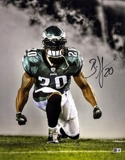 Brian Dawkins Signed Philadelphia Eagles 16x20 Gray Smoke Photo BAS
