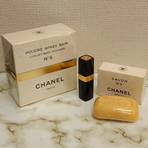 CHANEL No. 5 Bath Powder 150g Soap and Perfume Set