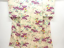 7752390: JAPANESE KIMONO / ANTIQUE KIMONO / SILK / KINSHA / FLORAL PLANTS
