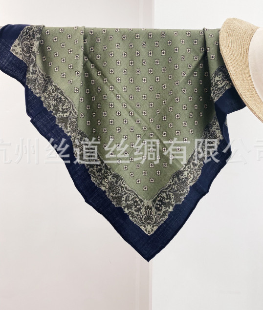 70% Cashmere 30% Silk Scarf Neckerchief Shawl Bandana 26'' lace Print Wrap new