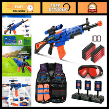 Electric Kids Sniper Rifle Toy with Scope Tactical Vest Kit - 4-in-1 Dart Gun