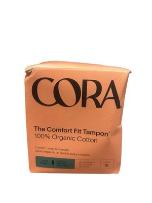 CORA THE COMFORT FIT TAMPON -  SUPER  - 16 CT - 100% ORGANIC COTTON New Sealed