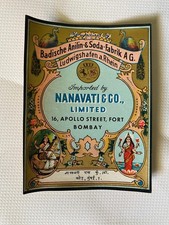 Original BASF Export Etikett Nanavati Bombay India Chromolithographie um 1920