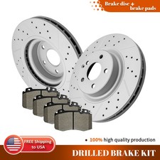 For Mercedes-Benz E550 CLS500 CLS550 12.99" Front Drilled Rotors Brake Pads Kit