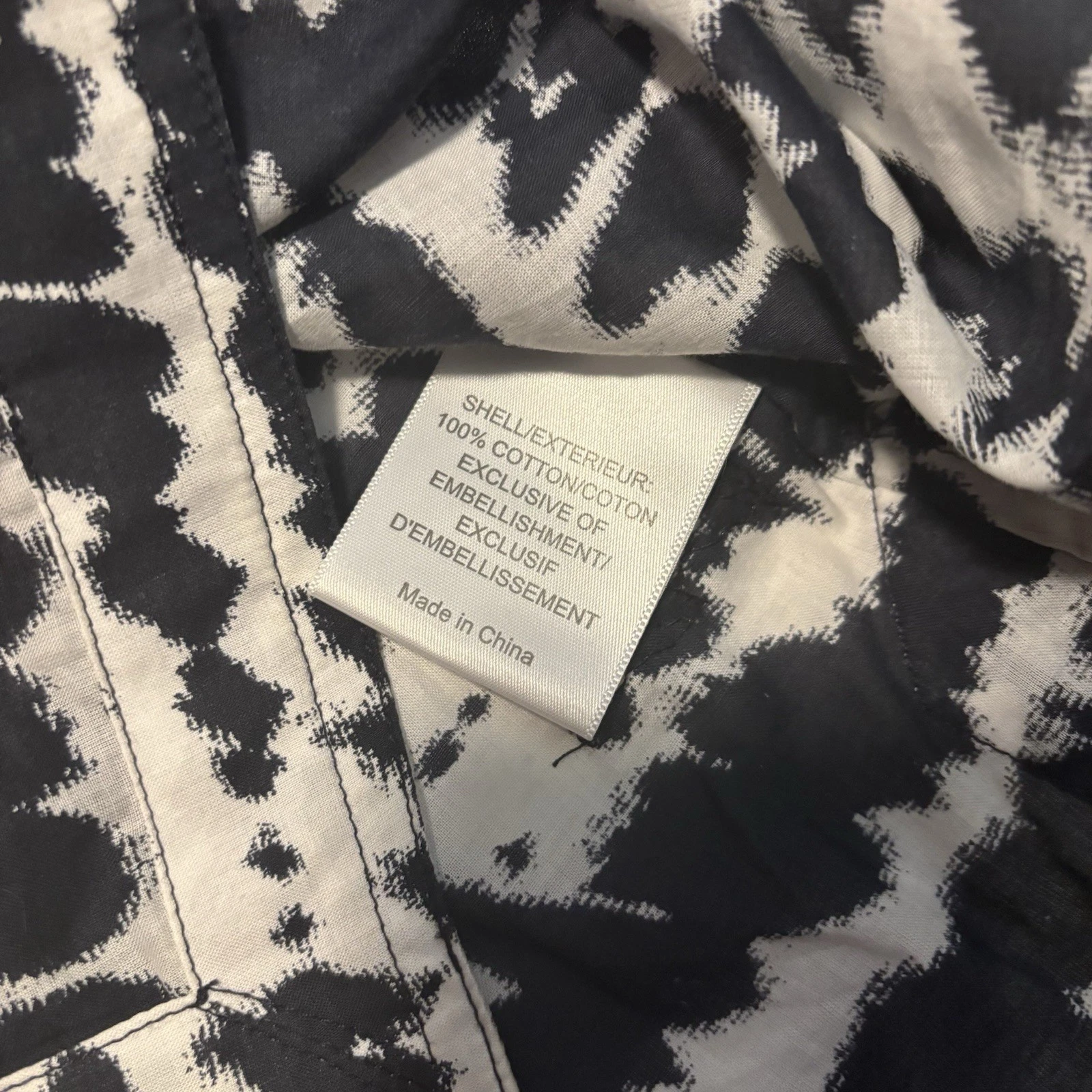 Top tunica donna Tory Burch taglia 8 nero bianco stampa paillettes blusa cotone