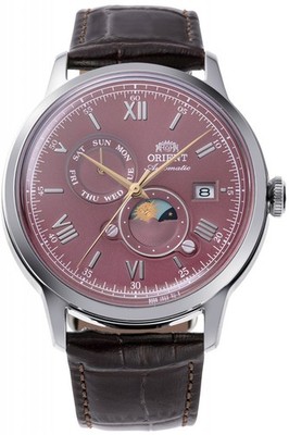 ORIENT Kinder Sun & Moon RA-AK0807R Bordeaux Herrenuhr Automatik Leder