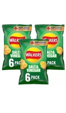 Walkers Salt and Vinegar Crisps, 36 x 25g (Case of 36)