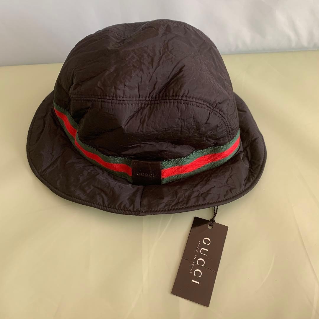 Gucci Bucket Hat Nylon Black Size M Women Authentic