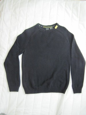 Armani Exchange A/X Cotton Cashmere Black Long Sleeve Textured Sweater Sz S EUC