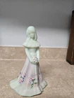 Fenton Lotus Mist Satin Glass Bridesmaid 7"  Figurine Handpainted And Signed