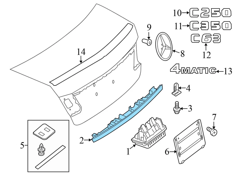 2008-2009 MERCEDES-BENZ C230 - задний люк / крышка багажника ручки корпуса - Изображение 4 из 4