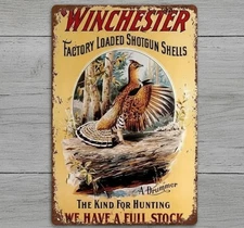 Winchester Shotgun Shells 8 x 12 Vintage Novelty Metal Sign Made In USA New!
