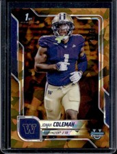 2025 Bowman Chrome University Sapphire Jonah Coleman Gold Refractor 1st #/50