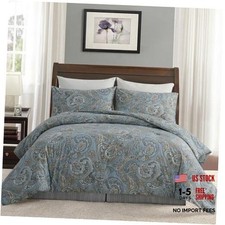 100 Cotton Duvet Cover Size Blue Boho Paisley Pattern Duvet King Blue Paisley