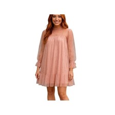 Nasty gal Star Mesh Pink Babydoll Sheer Dress Y2k Fairy Baddie Party Sweet Large