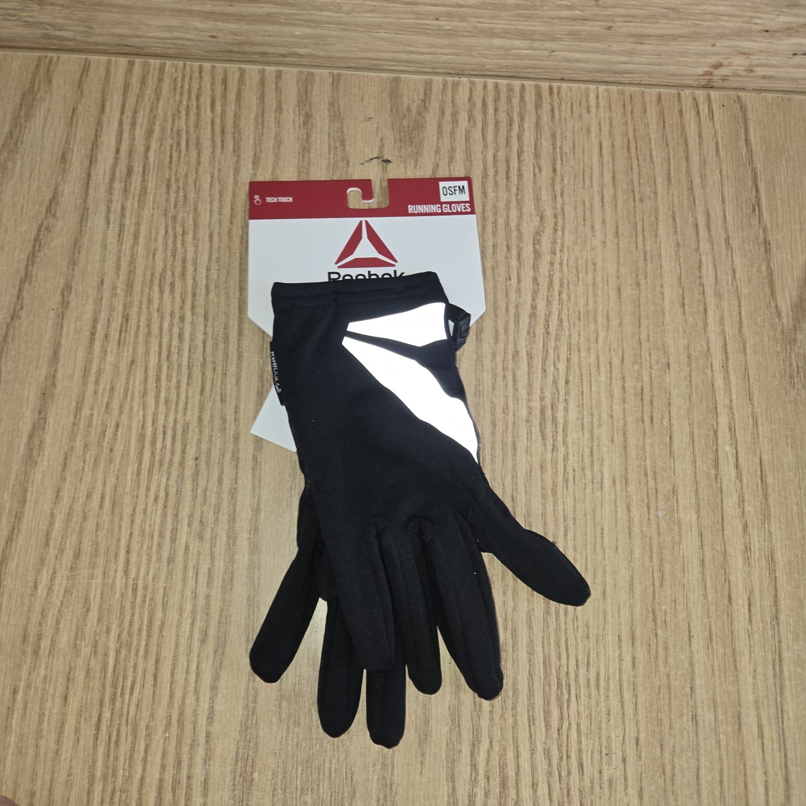 Reebok Reflective Running Gloves Unisex Night Safety Fitness Jogging Tech Touch