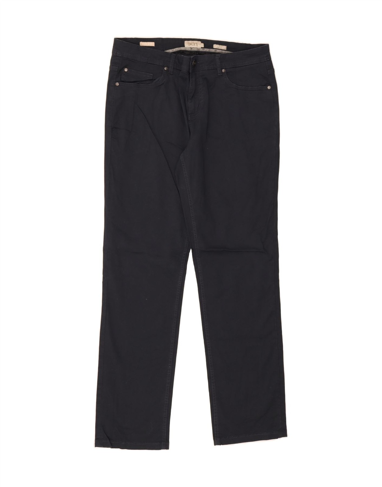 DACK'S Mens Regular Fit Casual Trousers IT 52 XL W38 L32 Navy Blue Cotton CI07
