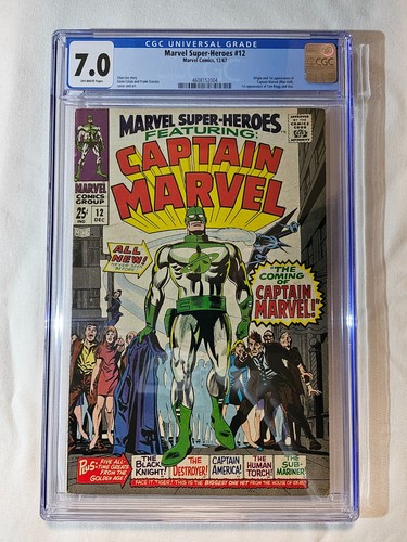 Marvel Super-Heroes #12 CGC 7.0 Origin & 1st Captain Marvel OW Pages