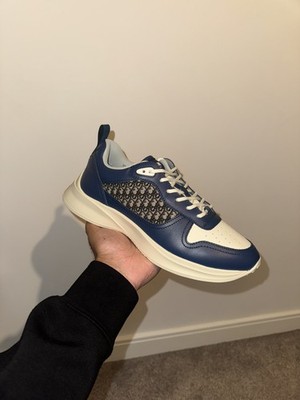 Dior - B25 Sneakers - Blue Navy Leather Oblique Logo Trainers - UK
