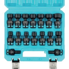 DURATECH 16PC 3/8" Drive Shallow Impact Swivel Socket Set Wobble Metric 8mm-24mm
