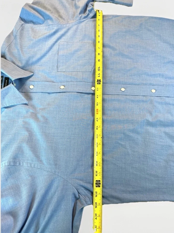 Camisa con botones Statements Broadcloth azul mediano manga larga para hombre XL 17-17,5 34-35 Foto 3 de 4