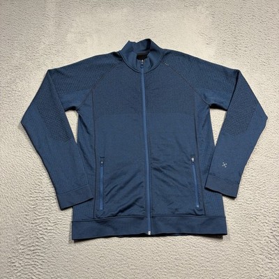 Lululemon Engineered Warmth Jacket Men Large Blue Merino Wool Blend Full Zip