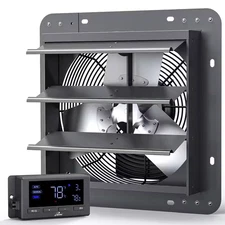 960 CFM, 12 In. Wall Mounted Shutter Exhaust Fan, with Temperature and Humidity