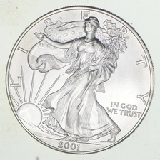 2001 Unc American Silver Eagle 1 Troy Oz .999 Fine Silver