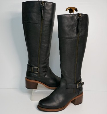 CLARKS ''CLARKDALE SONA'' SCHWARZ LEDER KNIEHOHE BLOCKABSATZ STIEFEL UK 4D