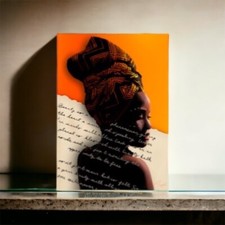 Hand-Painted Wall Art Canvas Painting African Woman for Living Room, 40 x 60cm