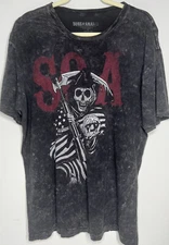 Sons Of Anarchy Fear The Reaper T-Shirt Flag Gun Large Black Tee
