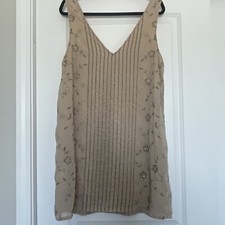 Urban Outfitters M Gold Beading Embroidered Shift Dress EUC!