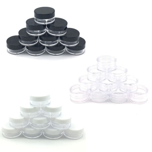 50/100pcs Plastic Cosmetic Jar Pot Cream Lip Balm Sample Travel Containers Boxes - Foto 1 di 11