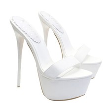 Zoccoli Sexy cubista tacco a spillo 17.5 cm stiletto - KH102 v BIANCO