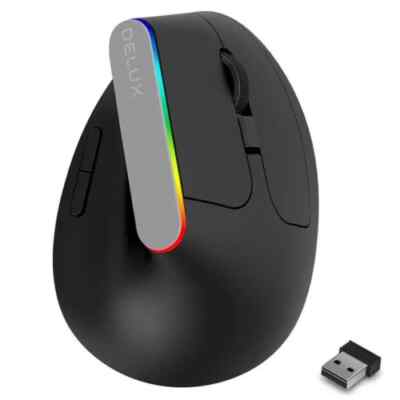 Wireless RGB Ergonomic Mouse, 1600DPI Vertical Mice Office for PC Laptop White