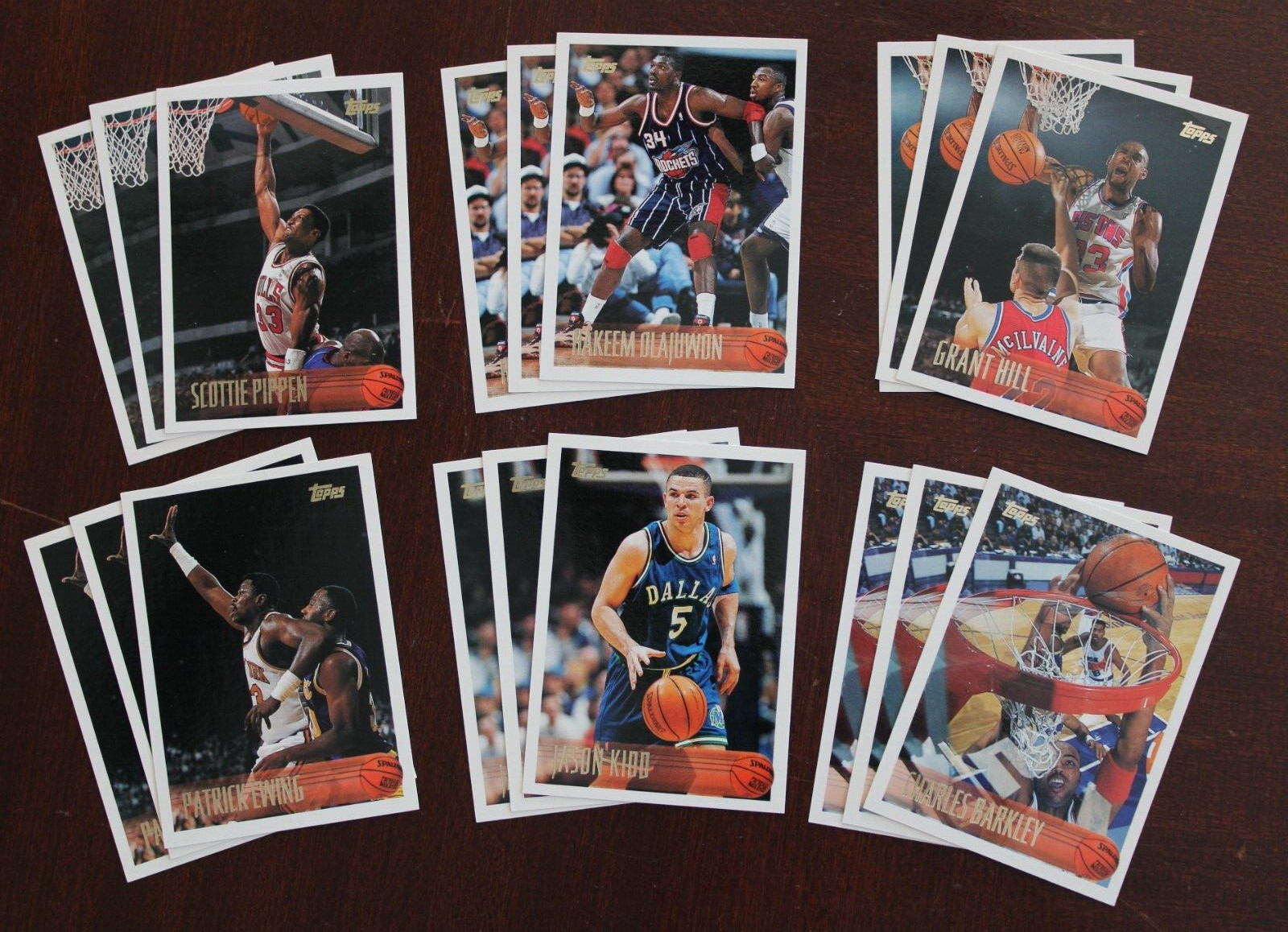 1995-96 Topps HOF' Pippen, Ewing, Barkley, Olajuwan, Hill, Kidd. 18 Card Lot