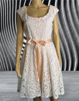 Betsy Adam A-Line Full Lace SZ 6 White-Melon Knee Length Layered Lined  Cocktail | eBay