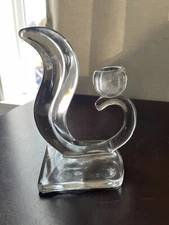 Vtg New Martinsville Viking Glass Single Candle Holder Squirrel Tail Art Deco