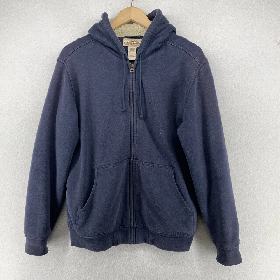 LL BEAN Sudadera con Capucha Para Hombres S KATAHDIN IRON Works Sherpa Forrada de Vellón Sudadera Azul Foto 2 de 4