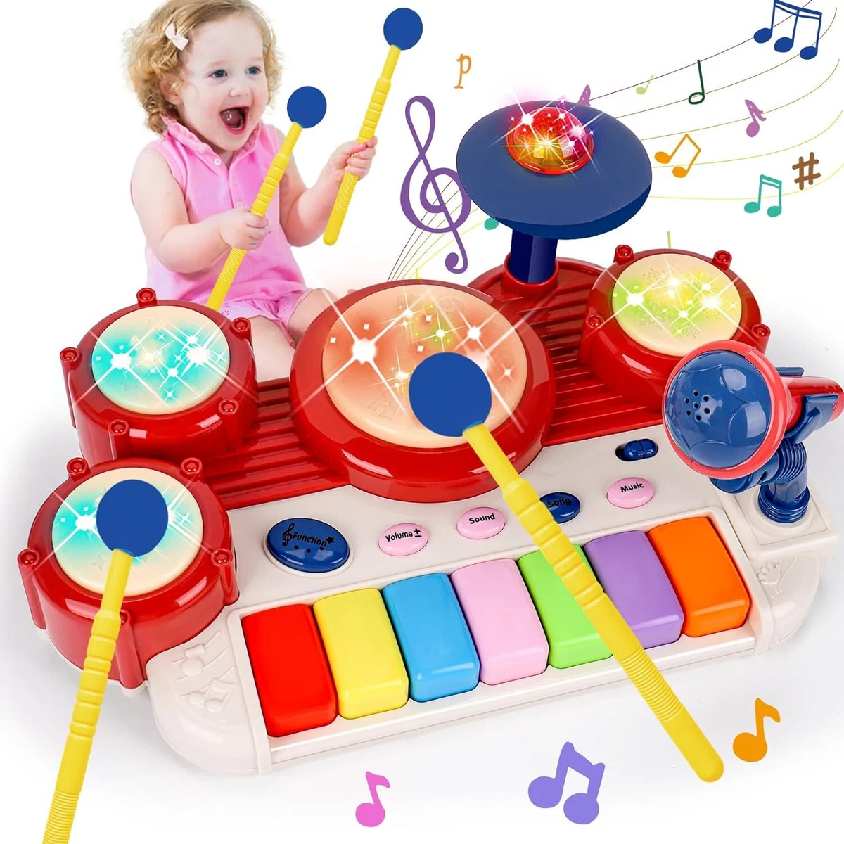 2 in 1 Musical Toys for Toddlers 1 3 Piano Keyboard Drum Music